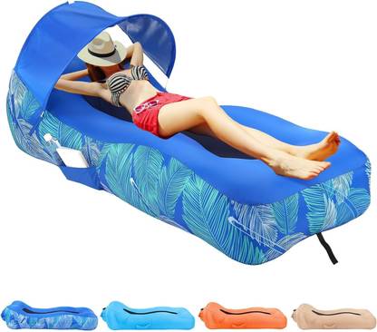 Clefairy Inflatable Lounger Air Sofa Chair with Sunshade, Camping & Beach Accessories Polyester 2 Seater Inflatable Sofa