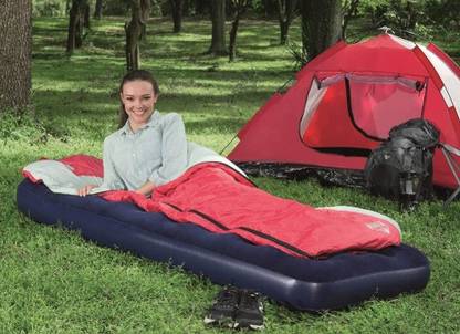 TinyTales Pavillo Aeroluxe (IND*96) Flocked Air Bed for Sleeping Car Travel Vinyl 1 Seater Inflatable Sofa