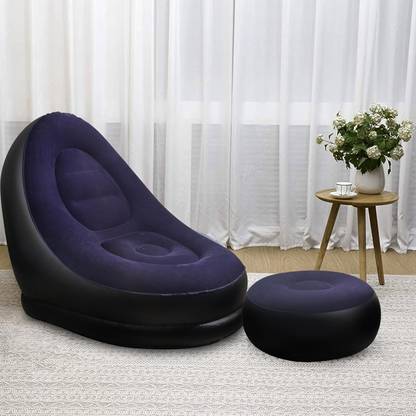 TRENDLER Sofa Bed Footstool Set, Outdoor Foldable Air Cushion Recliner PVC 2 Seater PVC 2 Seater Inflatable Sofa
