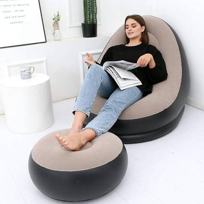 TRENDLER Lazy Sofa Bed Footstool Set, Outdoor Foldable Air Cushion Recliner PVC PVC 2 Seater Inflatable Sofa
