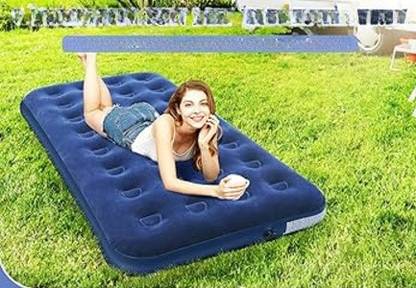 TinyTales Single Air Bed(IND*57) Blue Leatherette 1 Seater Inflatable Bed Vinyl 1 Seater Inflatable Sofa