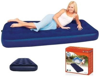 HornFlow Inflatable Camping Bed with Manual Air Pump Vinyl 1 Seater Inflatable Sofa
