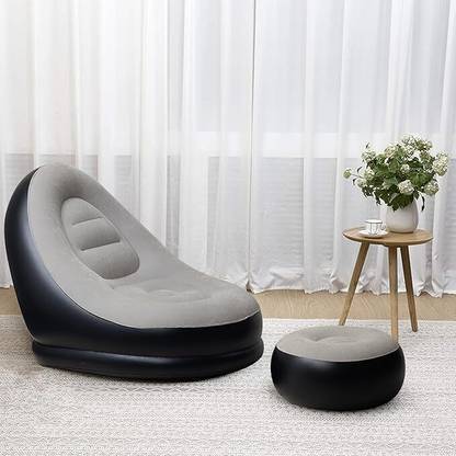 Parvhub Assorted Inflatable Lounge Sofa with Ottoman – Comfortable & Portable Air Sofa Leatherette 2 Seater Inflatable Sofa