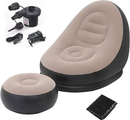 First Baby Portable Inflatable Sofa Chair with Foot Rest, and Electric Air Pump Leatherette 3 Seater Inflatable Sofa