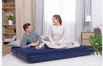 KinderTales Inflatable Single Person Air Bed With Manual Air pump Vinyl 1 Seater Inflatable Sofa