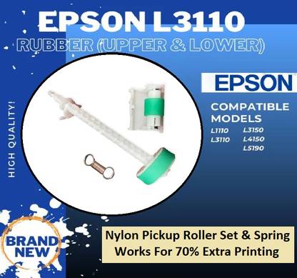 Haedlink PICKUP ROLLER NYLON TIRE SET WITH SPRING FOR EP L3110 3116 3150 Upper & Lower White Ink Toner