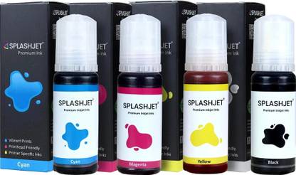 Splashjet 003 Ink for EP L3110, L3150, L3250, L3152, Printer-(C/M/Y/k - 70gm x4) - 501737 Black + Tri Color Combo Pack Ink Bottle