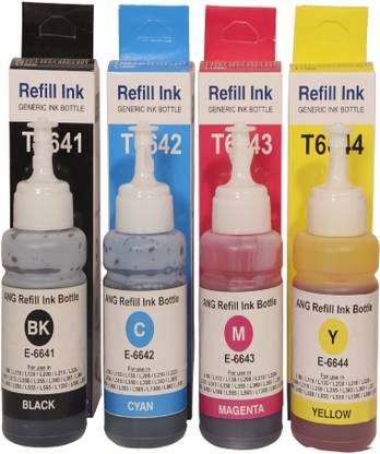 Ang Compatible For Use in Epson L360 Printer - Cyan, Magenta, Yellow & Black Black + Tri Color Combo Pack Ink Bottle