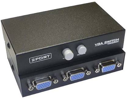 S S Enterprises VGA Splitter (1X2) 1 Input 2 Output Sharing Switch Box 200MHz Video Distributor Black Ink Toner