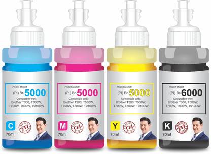 PRODOT Br B5000/B6000 Inkjet Ink Refill Compatible with Brother DCP- T300, T310, T500W Black + Tri Color Combo Pack Ink Bottle