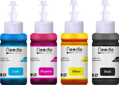Needle 100 gms T664 for Ep L130 L360 L380 L361 L565 L210 L220 L310 L350 L405 Printers Black + Tri Color Combo Pack Ink Bottle