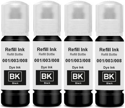 Salty 003,001 Refill Ink for L3110,L3150,L3250,L3252,L3115,L3116 Printer Pack of 4 Black Ink Bottle