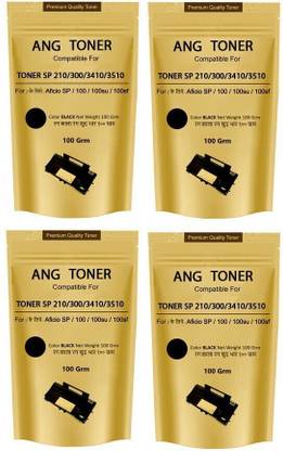 Ang Toner Powder Pouch Compatible For Use In Ricoh ( 100 Grams X 4 ) Black Ink Toner Powder