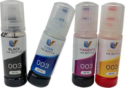 UV EP 003 Refill Ink Compatible For L3151 L3152 L3156 L5190 Printer Series – 65ML Black + Tri Color Combo Pack Ink Bottle