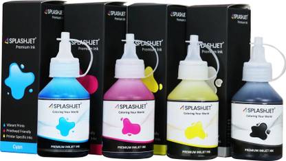 Splashjet BTD60/ BT6000Bk/ BT5000 Refill Ink for Brother T510, T910, T400W - 70gm - 501639 Black + Tri Color Combo Pack Ink Bottle