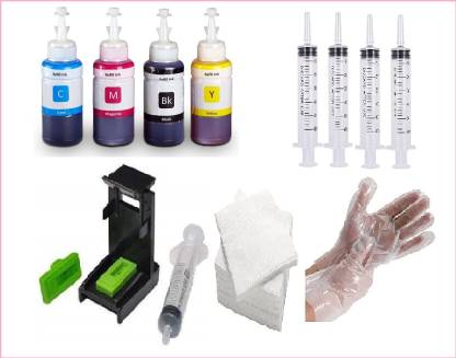 inkpoint INK POINT 100ml CMYK Cartridge Ink Refill Suction Toolkit for HP Canon Cartridge Black + Tri Color Combo Pack Ink Bottle
