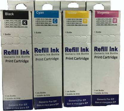 Print Cartridge Set For Epson L220 Black + Tri Color Combo Pack Ink Cartridge