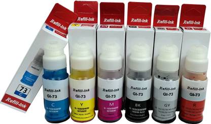uv infotech GI73 Refill Ink Compatible For CN Pixma G570 / G670 Printers - 65 ML each bottle. Black + Tri Color Combo Pack Ink Bottle