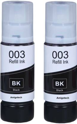 amigotech Ink Refill for 001 , 003 , L3200 , L3210 , L3211 , L3215,L3 Black - Twin Pack Ink Bottle