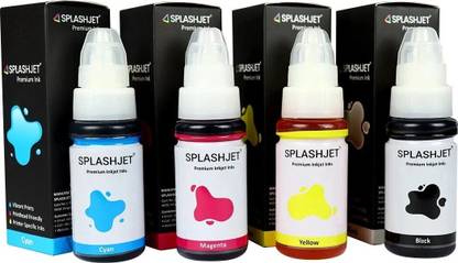 Splashjet Refill GI 790 Ink for Pixma G2000, G2012, G3000 -(C/M/Y/Bk-70gx4) - 501797 Black + Tri Color Combo Pack Ink Bottle
