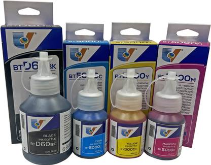 UV BR REFILL INK COMPATIBLE FOR BROTHER 6000BK 5000Y/C/M USED IN T300/T310/T500/T510/T700/T710/T800/T810 PRINTERS Black + Tri Color Combo Pack Ink Cartridge