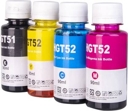 PRINTIFY Refill Ink Compatible for, GT51/52 Used,DeskJet GT 5810/GT 5811/GT 5820, GT 5821 Black + Tri Color Combo Pack Ink Bottle