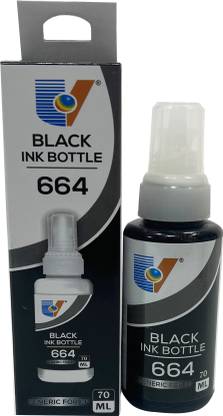 UV Refill Ink Compatible Printers L100, L110, L130, L200, L210, L220, L300, L310, L350, L355, L360, L365, L455, L550, L555, L565, L1300 - 70 ML Each Bottle Multi Color Ink (Cyan, Magenta, Yellow, Black) Black Ink Bottle