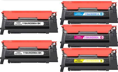 globe 119A (W2091A W2090A W2092A W2093A) Combo + BK Extra Toner Cartridge Black + Tri Color Combo Pack Ink Toner