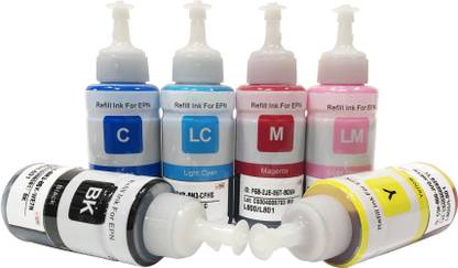 PRINTZONE Refill Ink Compatible for EP T6731/32/33/34/35/36 Used with L850 , L1800 EcoTank Printers - SIX color Ink Bottles Black + Tri Color Combo Pack Ink Bottle