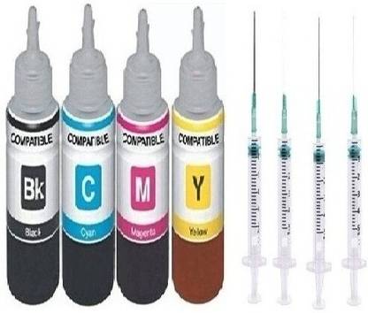 Ang Compatible Refill ink for 678, 803, 680, 802, 21, 22, 56, 57, 818, 901, 702, 703, 860, 861 & Canon 830, 831, 740, 741, 89, 99, 40, 41 Black & Tri Color Ink Cartridges 100ML Each Bottle and 4 syringe Black + Tri Color Combo Pack Ink Bottle
