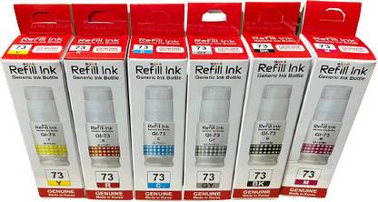 hundan Canon 73 B/C/Y/M/R/GR Ink Bottles Pixma G570 G670 Printer Black + Tri Color Combo Pack Ink Bottle