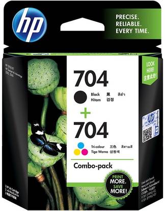 HP 704 Black + Tri Color Combo Pack Ink Cartridge