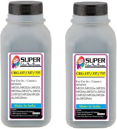 SUPERC Canon CRG-137 / 337 / 737 Refill Toner Powder Pack OF 2 With Nozlle 70Gms Each. Black Ink Toner Powder
