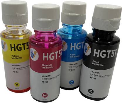 uv infotech GT51 & GT52 Ink Refill Dye Ink Compatible For Hp Smart Tank 750, 790 Printers Black + Tri Color Combo Pack Ink Bottle