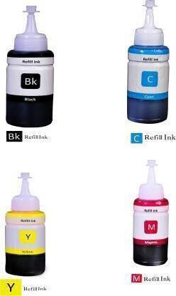 Wiofy Refill compitible for EpsoN L130 L360 L380 L361 L565 L210 L220 Black + Tri Color Combo Pack Ink Bottle