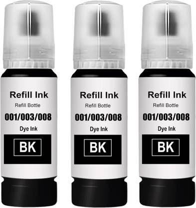 canoff 003,001 Refill Ink for L3110,L3150,L3250,L3252,L3115,L3116 Printer Pack of 3 Black Ink Bottle