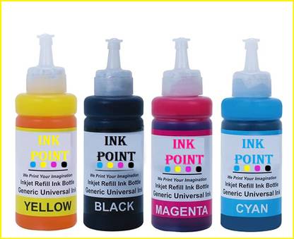 inkpoint Refill Ink for Canon MG3670, MG2970, iP7270, MG2577, MG3070, MG2570 Black + Tri Color Combo Pack Ink Bottle