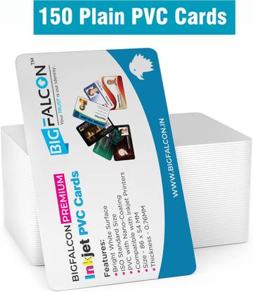 BIGFALCON Premium 150 Plain PVC ID Cards for Inkjet Printers Quality White Plastic CR80 White Ink Bottle