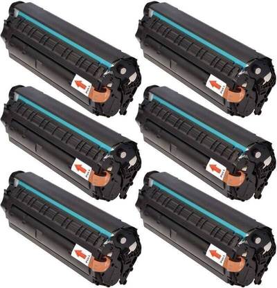 globe For HP 12A FOR LaserJet 1010, 1012, 1015, 1018, 1020 Pack Of 6 Single Color Black Ink Toner
