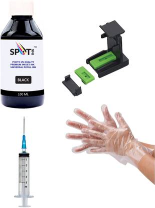 spotink Refill Kit with Suction Tool Combo Pack of High Yield Inkjet Cartridge Black Ink Bottle