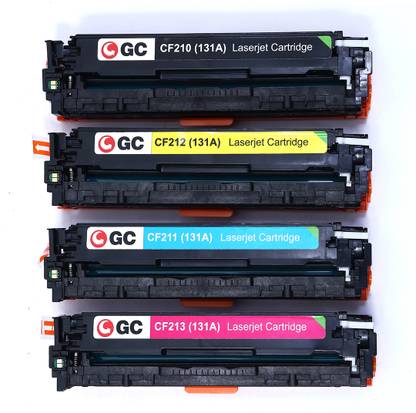 GC CF210/CF211/CF212/CF213 (1Y, 1 B, 1M, 1C) (Pack of 4 cartridges) Black + Tri Color Combo Pack Ink Cartridge