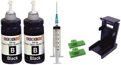 verena 803 Refill Ink Kit Cartridge with Suction Tool for HP Printer (200ml+ 1Syringe) Black - Twin Pack Ink Cartridge
