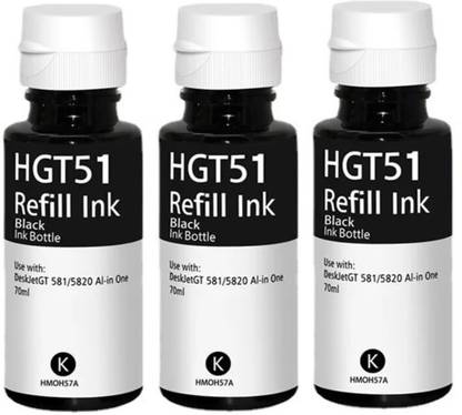 Inkspot GT51 BLACK INK FOR HP Ink Tank GT5810 310 315 319 410 415 419 115 PRINTERS 3 Black Ink Bottle