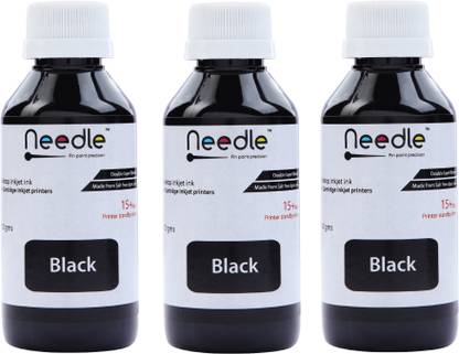 Needle 3x100 gms Ink Refill for Cartridge Printers Black Ink Bottle