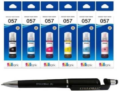 itglobal OG- Epson 057 Set of 6 Black + Tri Color Combo Pack Ink Bottle