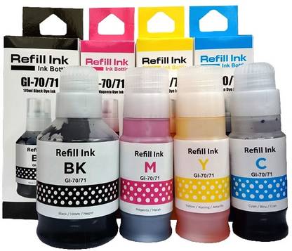 HYNEAR GI-70 Refill Ink Set Compatible For Canon PIXMA GM2070,GM4070,G6070 Printers Black + Tri Color Combo Pack Ink Bottle