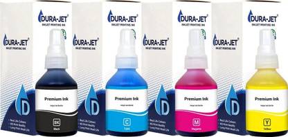 Dura-Jet BTD60/ BT6000Bk/ BT5000 Refill Ink for BR T310, T510 - (70gm x 4) - 501408 Black + Tri Color Combo Pack Ink Bottle