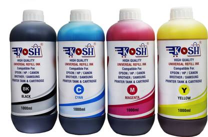 Kosh PGI-470 Refill Ink Compatible For MG6840 MG5740 TS5040 TS6040 Printer 1000ML Black + Tri Color Combo Pack Ink Bottle