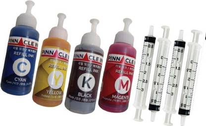 Pinnacle Ink Hp DeskJet 2776 Compatible Refill Ink Black + Tri Color Combo Pack Ink Bottle
