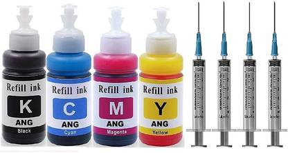 Ang Universal Refill Ink For Can- PG 47 & CL 57S + 4 SYRINGE Black + Tri Color Combo Pack Ink Cartridge